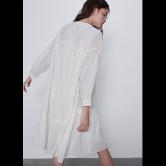 ZARA Embroidered Voluminous Dress - EUC - Size M - Picture 6 of 12